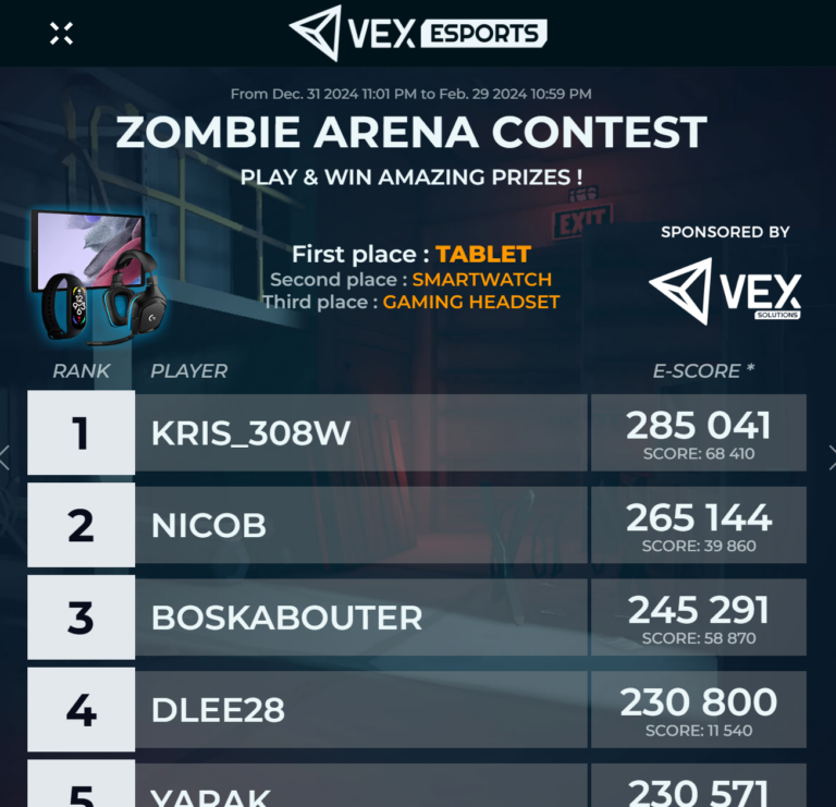 Esports contest for freeroam VR Arena. You can win prizes